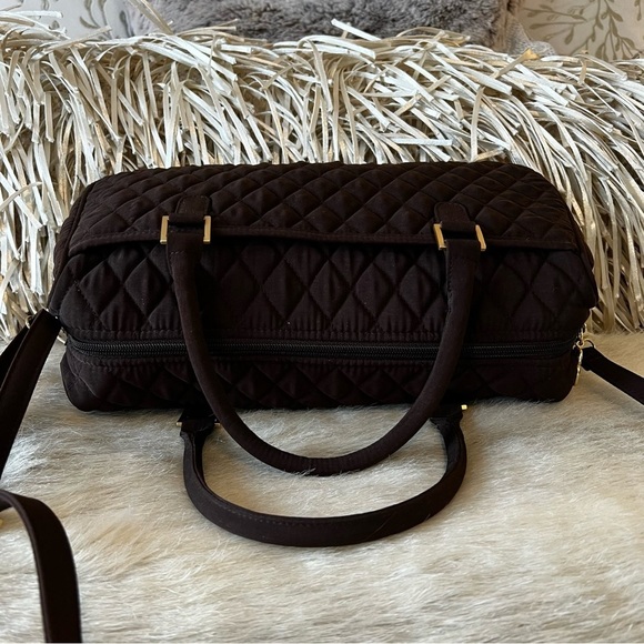 VERA BRADLEY Boston Bag Microfiber Brown Satchel Crossbody Convertible Espresso - Picture 6 of 9